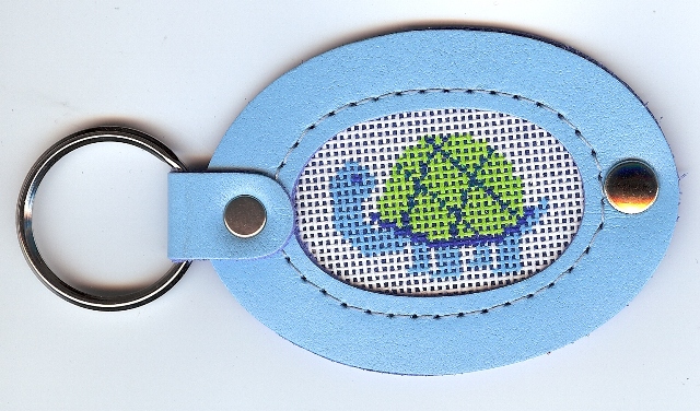 Leather Keychain, Blue Turtle