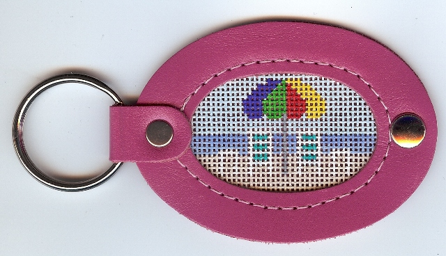 Leather Keychain, Pink Beach